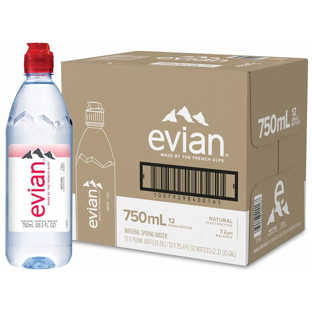 EVIAN 750CL PET CAJA 12UDS